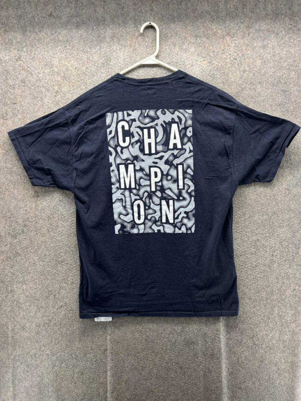 Champion Shirt Mens XL Blue Vertical Graphic Logo Tee Crewneck Tagless Athletic - Picture 8 of 10
